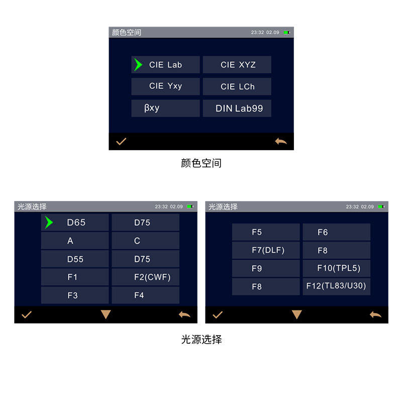 多種顏色測量空間，多種觀測光源
